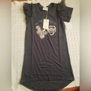 Joyfolie Mia Joy Charcoal Dress with Floral Accents